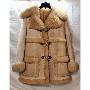 🐑VTG Ardney Sz 9/10 Shearling Suede Leather Coat Lamb Rancher Barn Beautiful!🔥